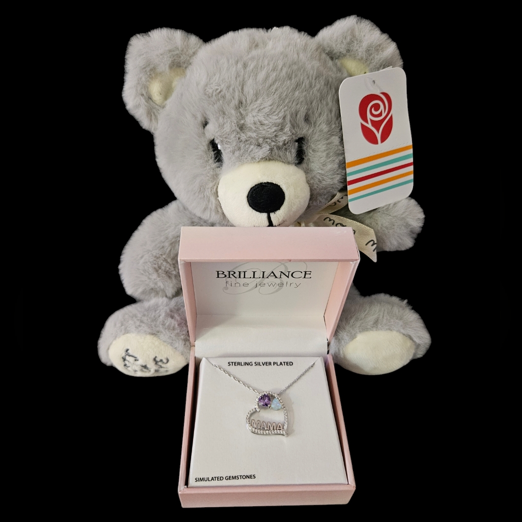 Nib Brillance Jewlrey Mothers Day Mama Heart 18 Inch Necklace Bear 20$